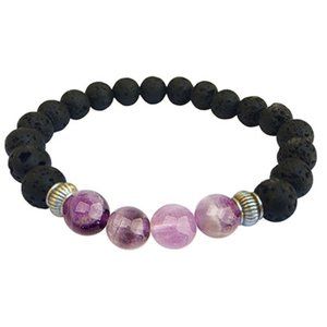 Zorbitz Lava Diffuser Bracelet Health Happiness Amethyst Gemstone Essential Oils